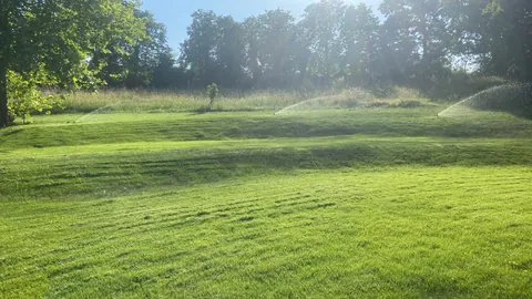 Systeme d'arrosage automatique installe dans un jardin paysager a Angers